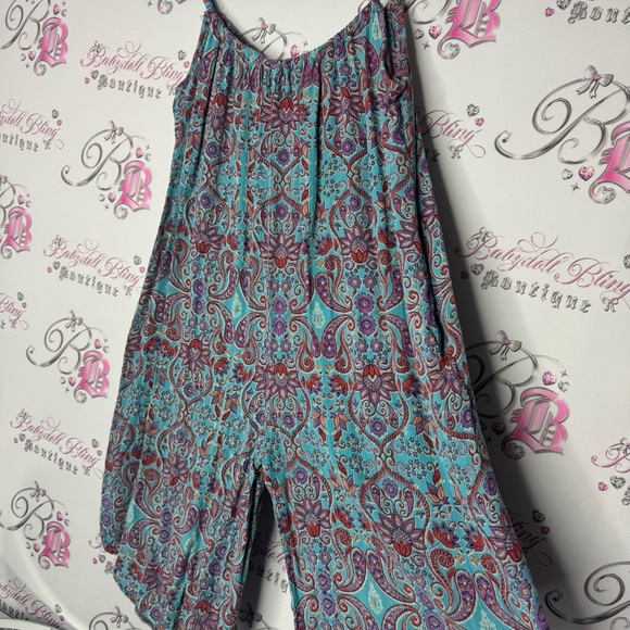 Jumper pants flowy one piece suit Bohemian Paisley Spaghetti Strap Dress - Picture 2 of 11